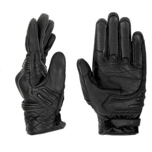 Black Motocross Genuine Leather Gloves