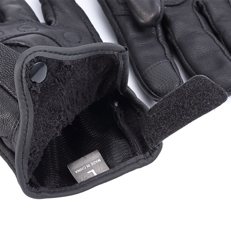 Retro Motorcycle Black Leather Gloves