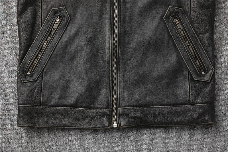 Black Genuine Leather Slim Fit Motorcycle Jacket