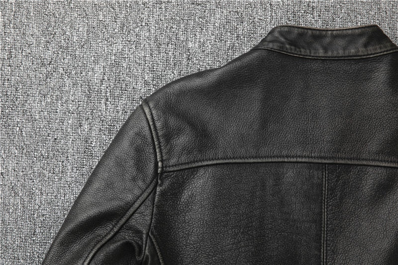 Black Genuine Leather Slim Fit Motorcycle Jacket