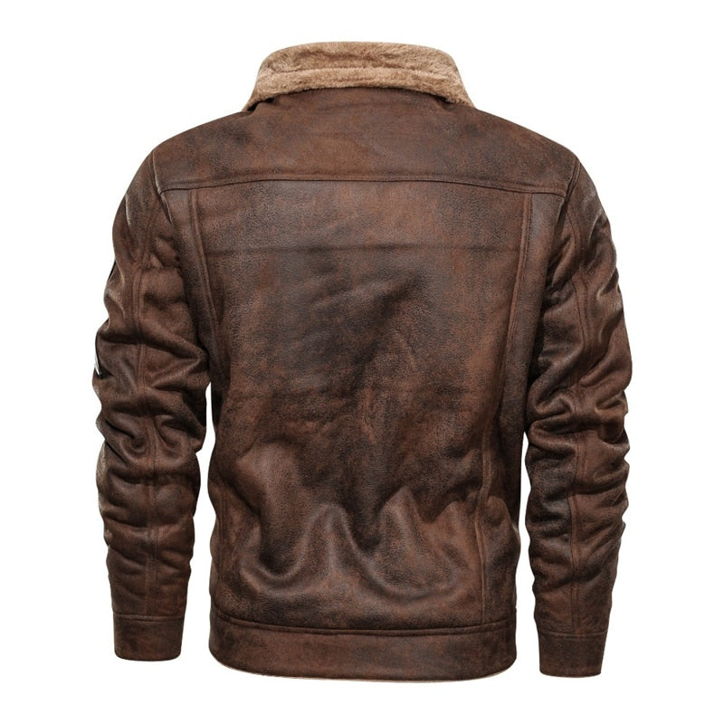 Fur Lapel Thick Fleece Motorcycle Jacket