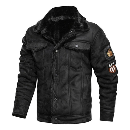 Fur Lapel Thick Fleece Motorcycle Jacket