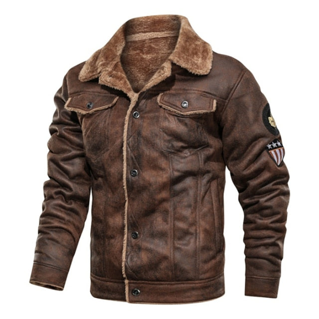 Fur Lapel Thick Fleece Motorcycle Jacket