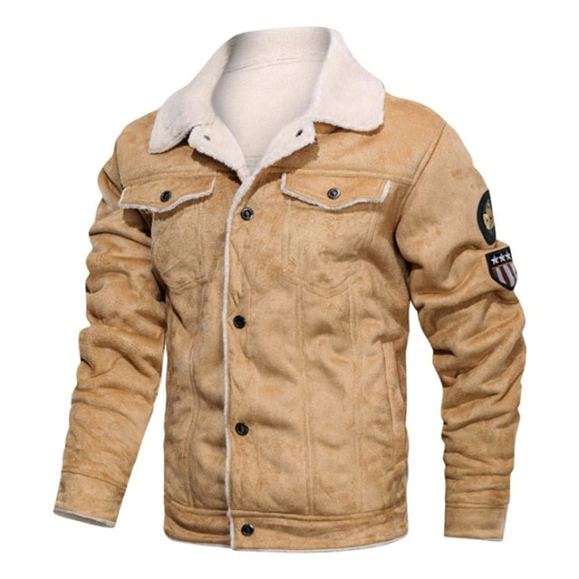 Fur Lapel Thick Fleece Motorcycle Jacket