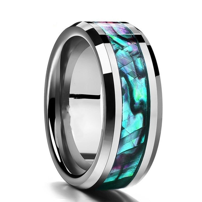 Inlaid Abalone Shell Beveled Ring