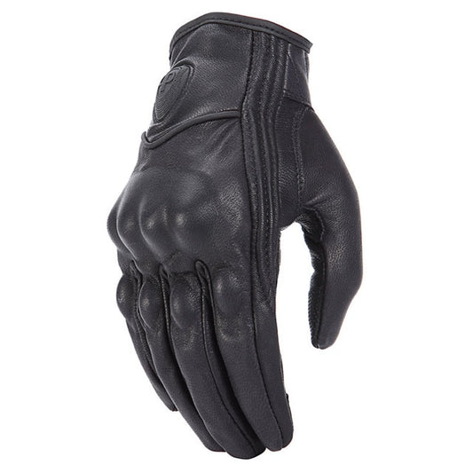 Retro Motorcycle Black Leather Gloves