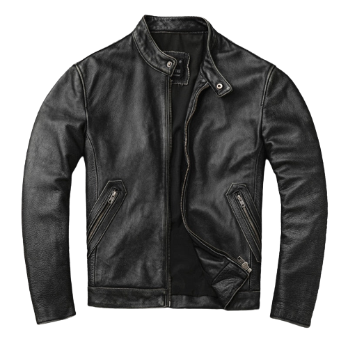 Black Genuine Leather Slim Fit Motorcycle Jacket