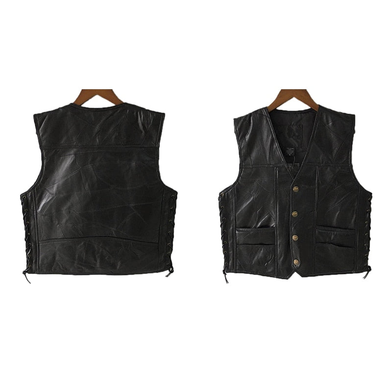 Black  PU Leather Motorcycle Vest