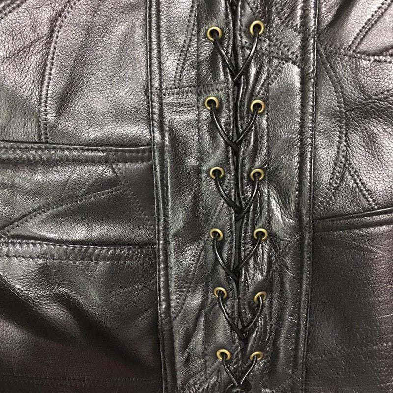 Black  PU Leather Motorcycle Vest