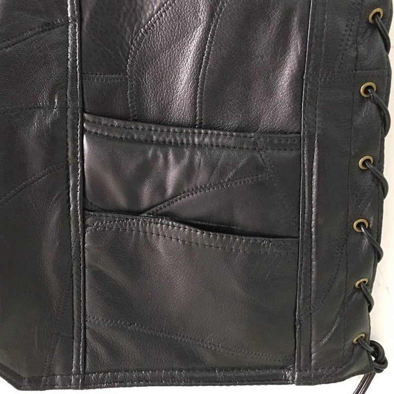 Black  PU Leather Motorcycle Vest