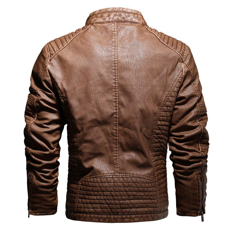 PU Leather Slim Fit Motorcycle Jacket