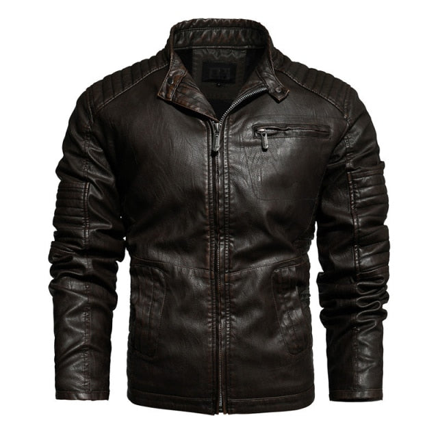 PU Leather Slim Fit Motorcycle Jacket