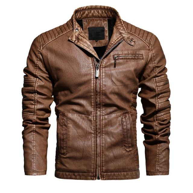 PU Leather Slim Fit Motorcycle Jacket