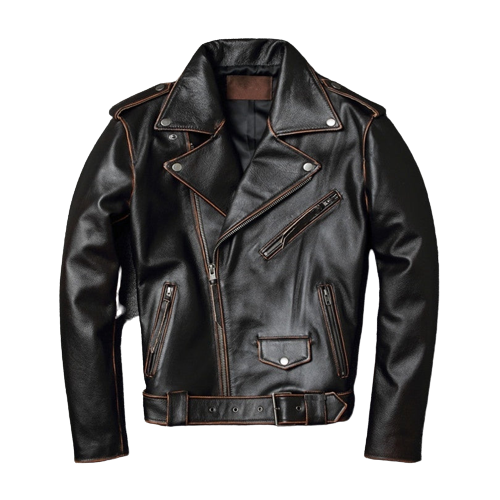 Black Genuine Leather Vintage Motorcycle Jacket