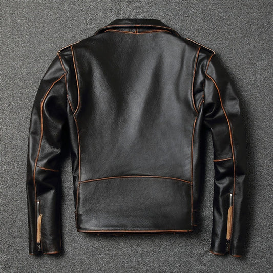 Black Genuine Leather Vintage Motorcycle Jacket