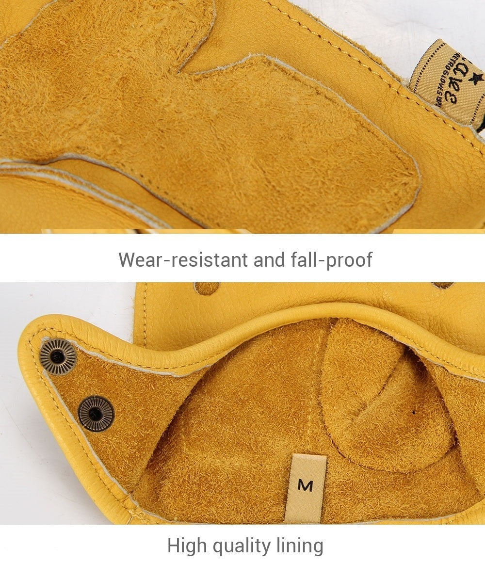 Yellow Goatskin Leather Motorcycle Gloves