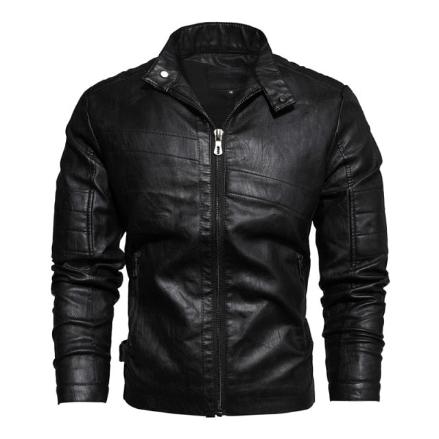 Slim Fit PU Leather Jacket