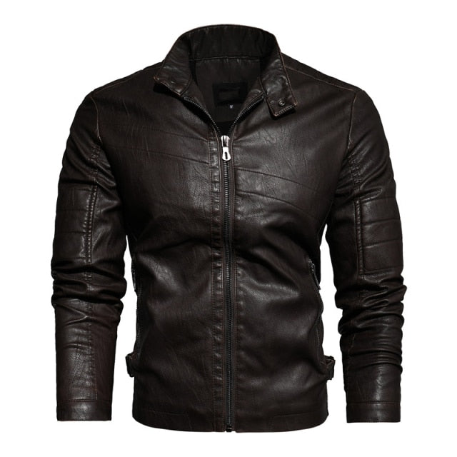 Slim Fit PU Leather Jacket