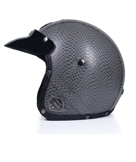 PU Leather Retro Vintage Motorcycle Helmets