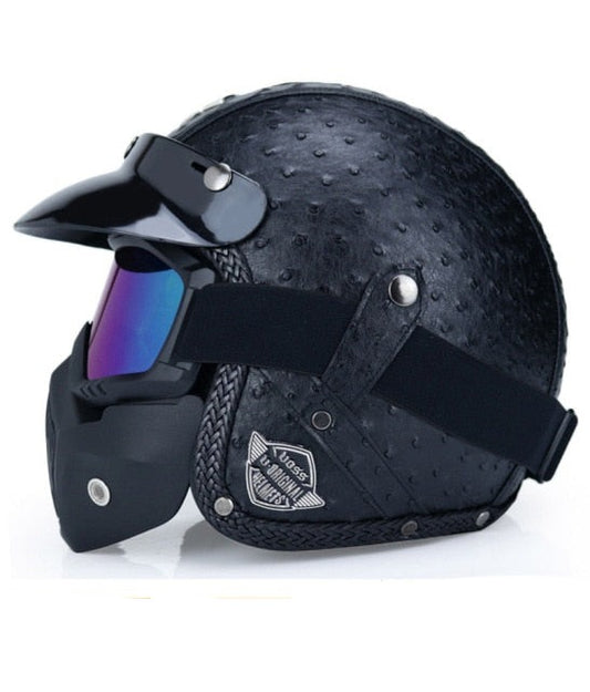 PU Leather Dotted Vintage Motorcycle Helmets