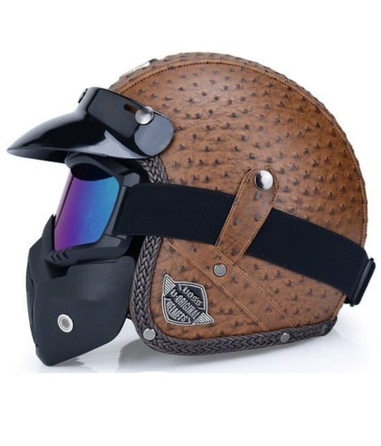 PU Leather Dotted Vintage Motorcycle Helmets