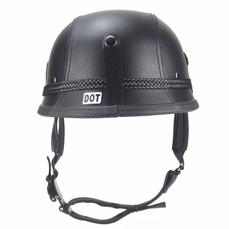 Open Face Half Leather Retro Motorcycle Helmet