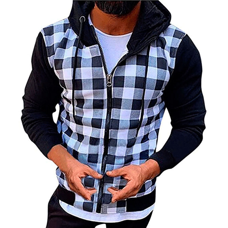 Plaid Full Sleeve Zipper Hoodie