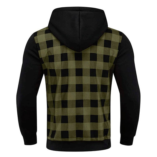 Plaid Full Sleeve Zipper Hoodie