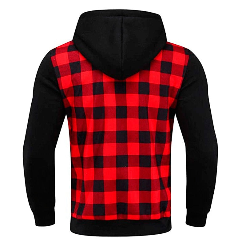 Plaid Full Sleeve Zipper Hoodie