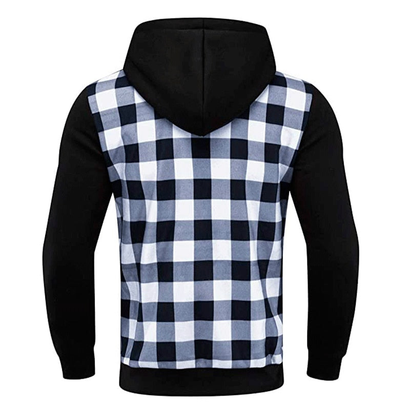 Plaid Full Sleeve Zipper Hoodie