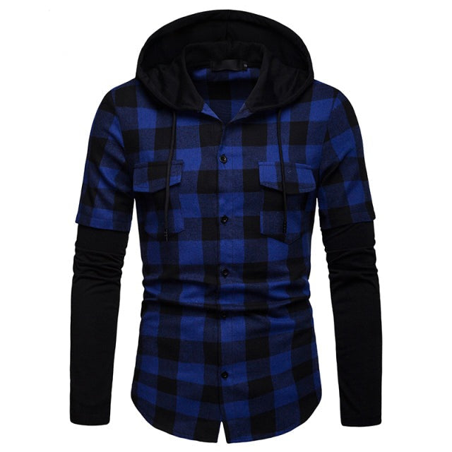 Plaid Dual Pockets Long Sleeve Hoodie