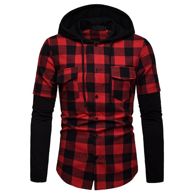 Plaid Dual Pockets Long Sleeve Hoodie