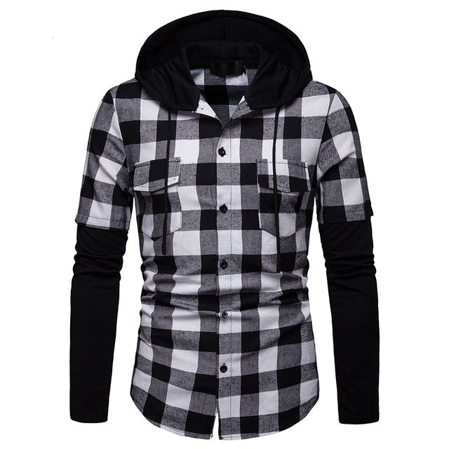 Plaid Dual Pockets Long Sleeve Hoodie