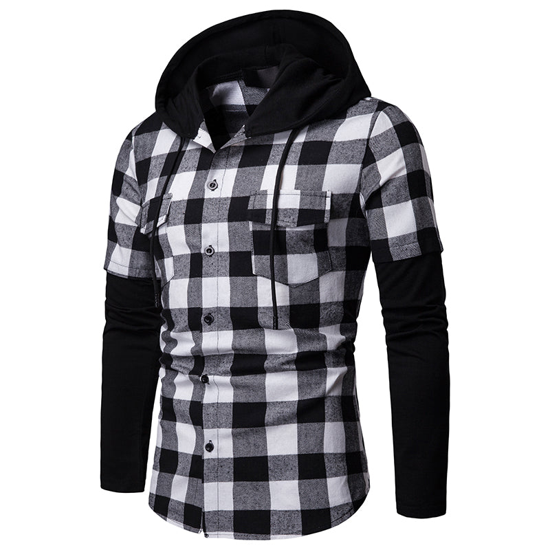 Plaid Dual Pockets Long Sleeve Hoodie