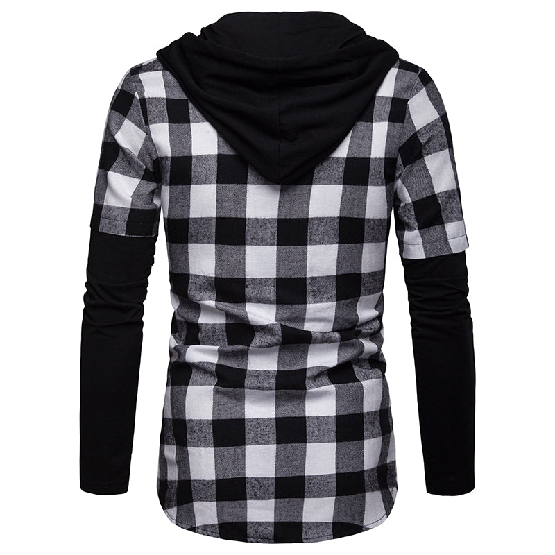 Plaid Dual Pockets Long Sleeve Hoodie