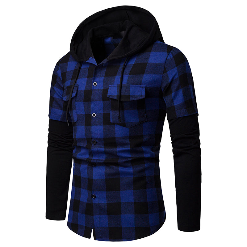 Plaid Dual Pockets Long Sleeve Hoodie