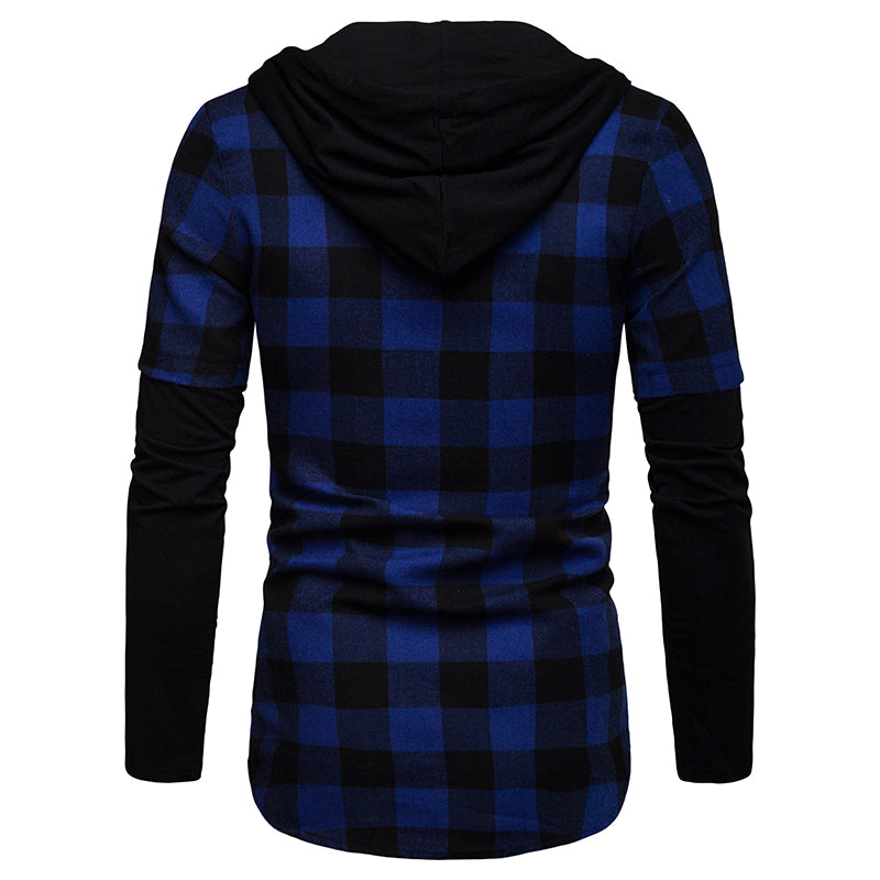 Plaid Dual Pockets Long Sleeve Hoodie