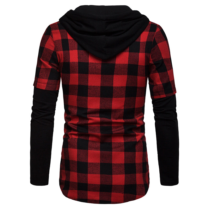 Plaid Dual Pockets Long Sleeve Hoodie