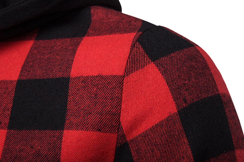 Plaid Dual Pockets Long Sleeve Hoodie