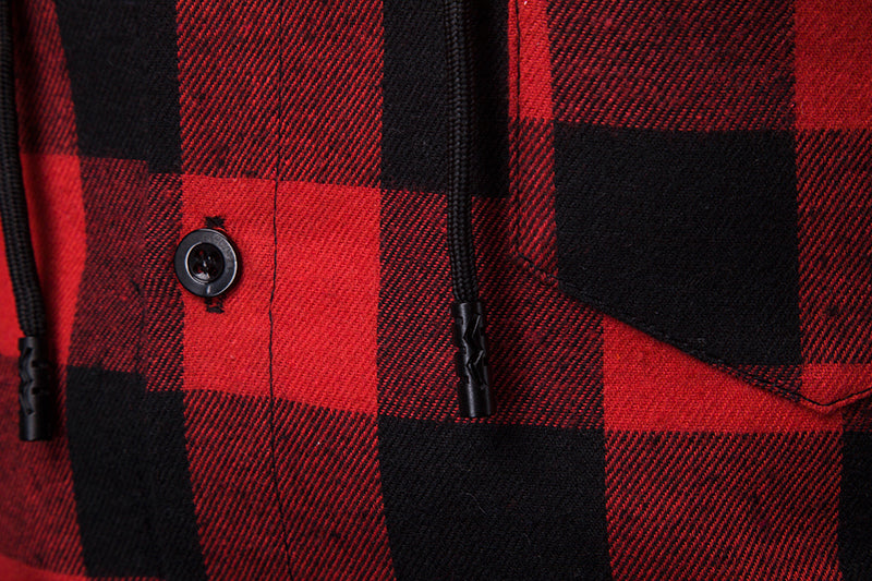 Plaid Dual Pockets Long Sleeve Hoodie