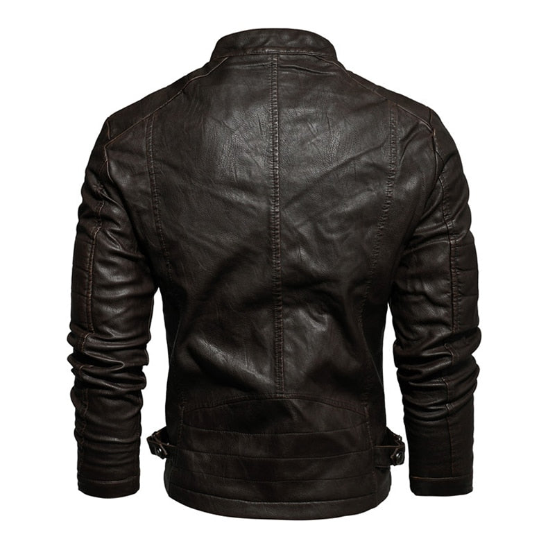 Slim Fit PU Leather Jacket