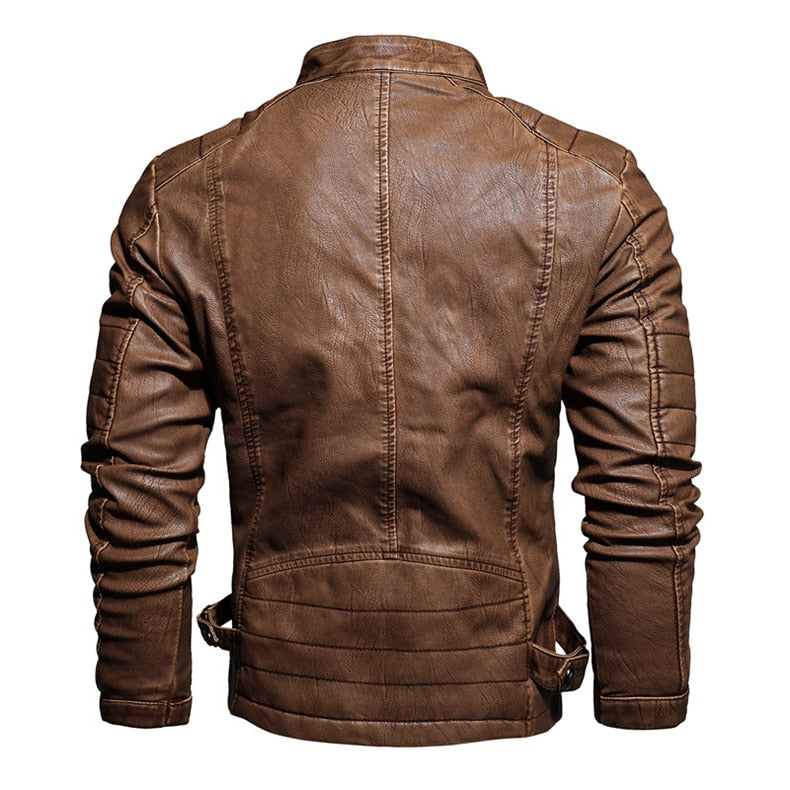 Slim Fit PU Leather Jacket