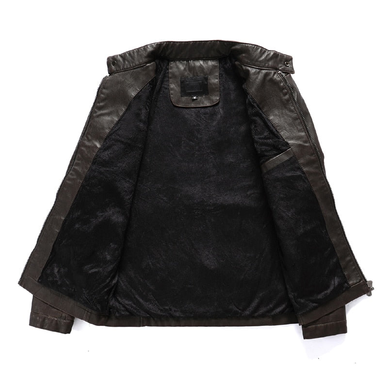 Slim Fit PU Leather Jacket