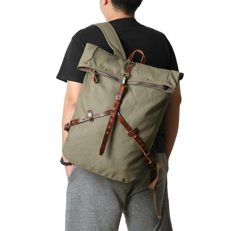 Vintage Canvas Leather Backpack