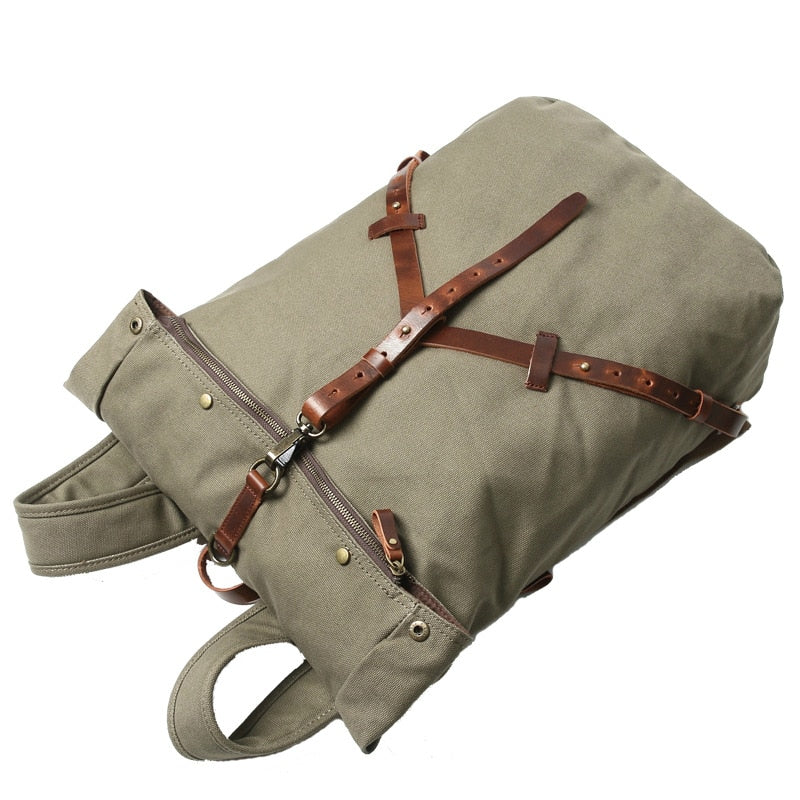 Vintage Canvas Leather Backpack