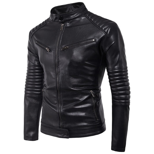 Black PU Leather Motorcycle Jacket