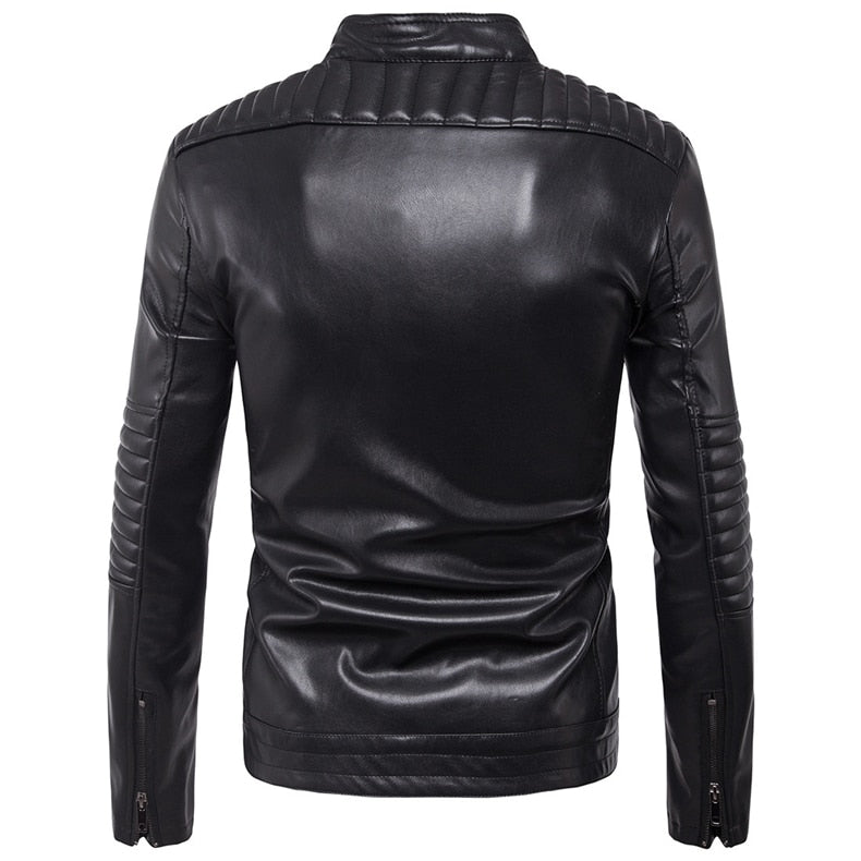 Black PU Leather Motorcycle Jacket