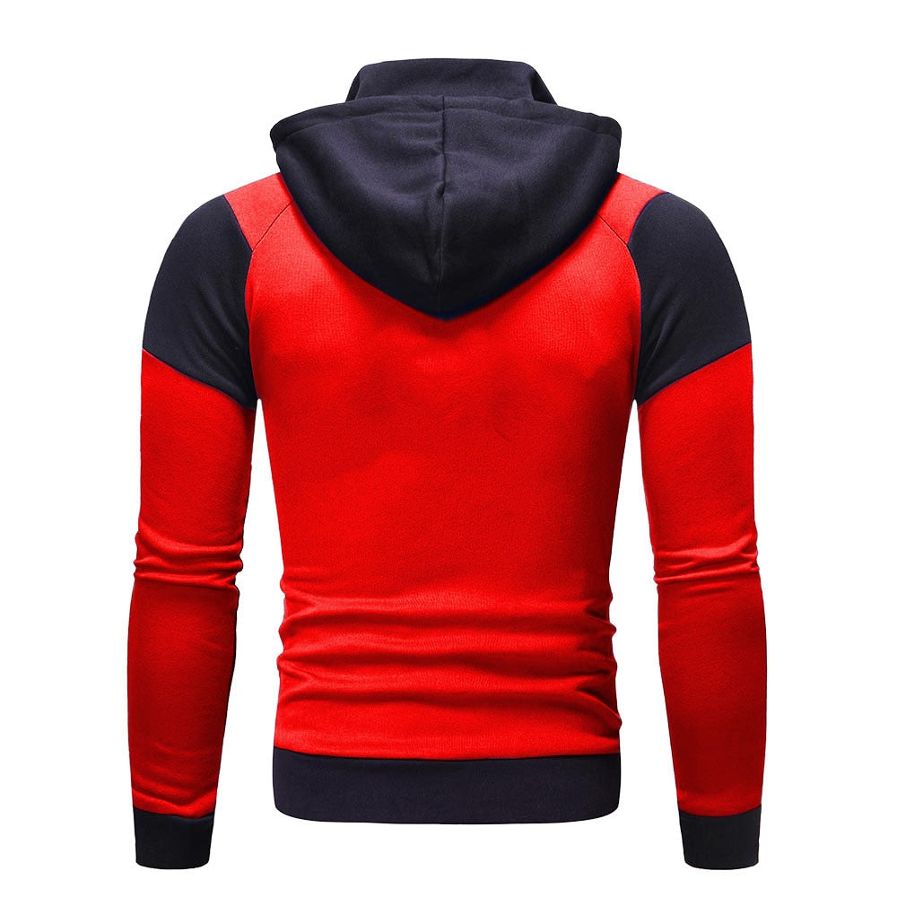 Casual Patchwork Double Zipper Hoodie