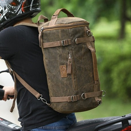 Vintage Retro Motorcycle Canvas Backpack