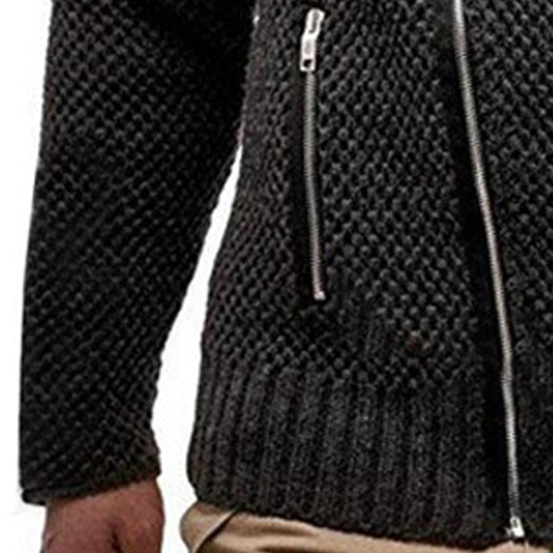 Black Casual Zipper Cardigan Warm Hoodie